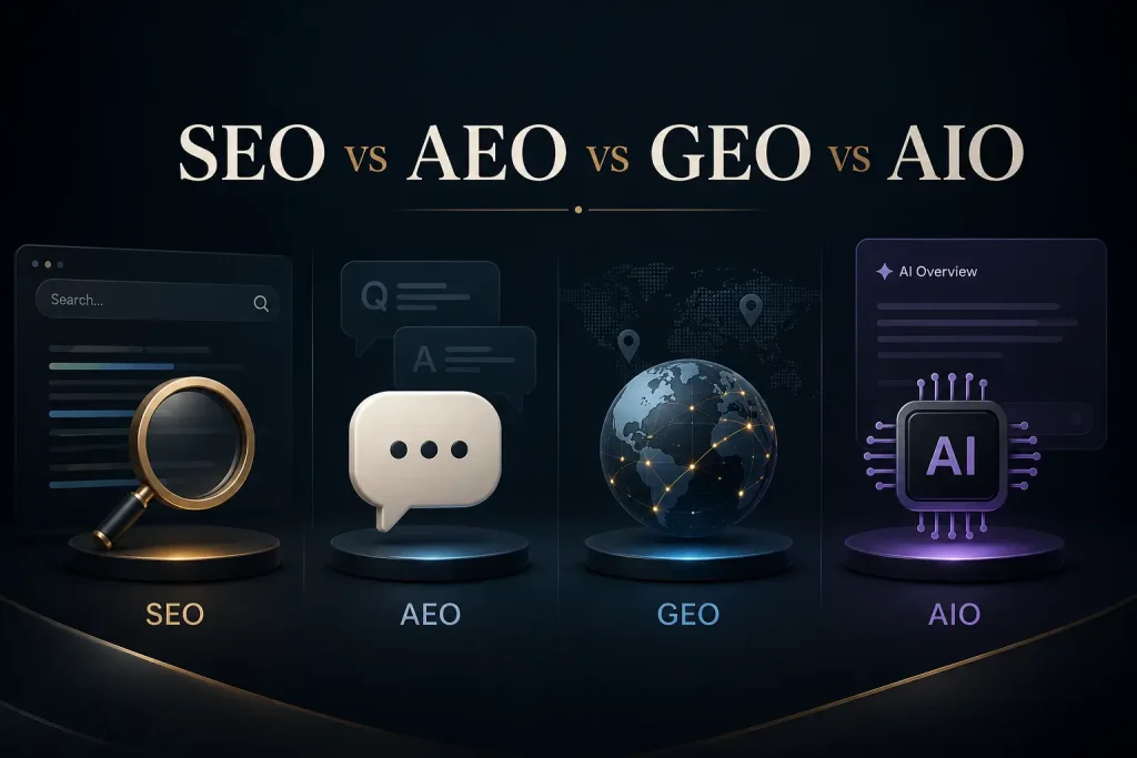SEO vs AEO vs GEO vs AIO